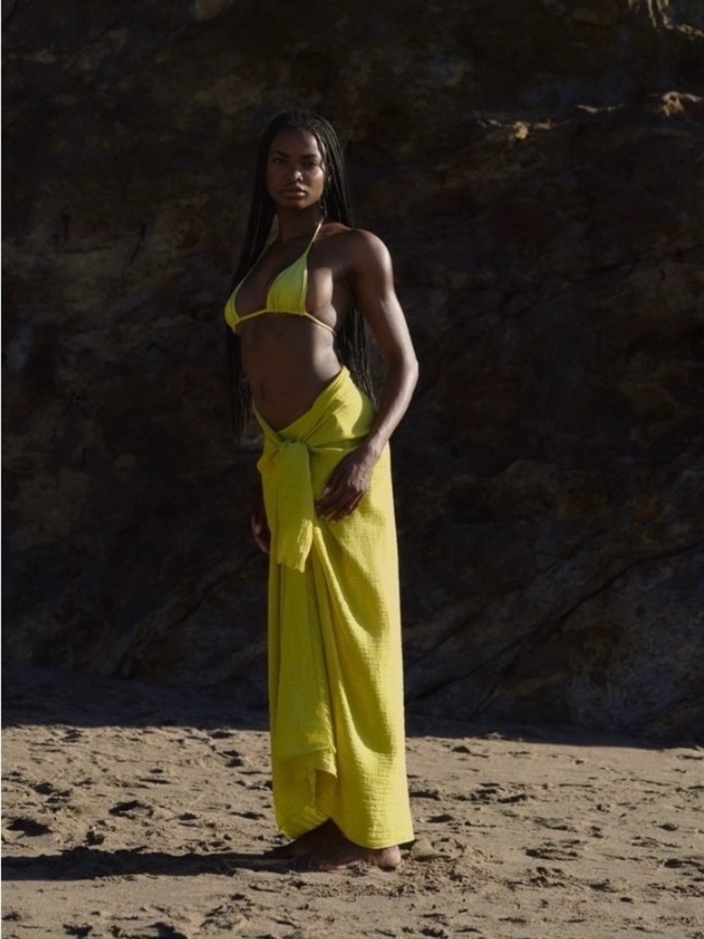 Monday Swimwear chartreuse crinkle sarong